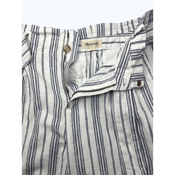Madewell Linen Cotton Striped Paperbag Pants With Belted Waist Size S - Picture 10 of 15